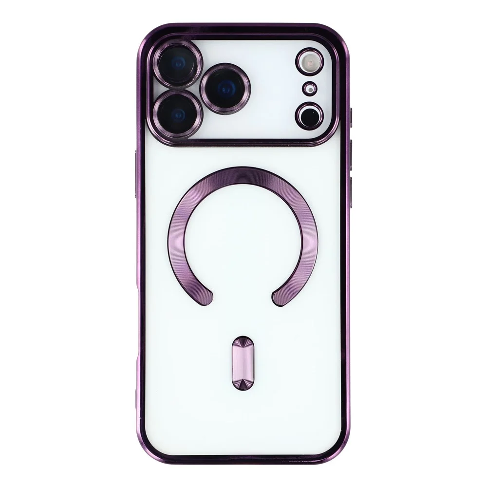 Imagem 1 de 5 do produto Capa Magnética Compatível com Magsafe para o iPhone 17 Pro - Proteção Completa nas Lentes das Câmeras e Carregamento por Aproximação Cor: Vinho