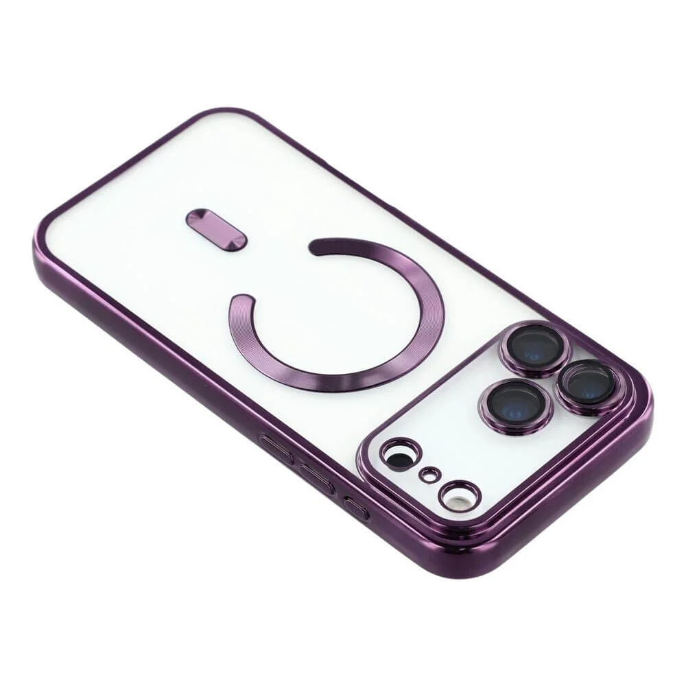 Imagem 2 de 5 do produto Capa Magnética Compatível com Magsafe para o iPhone 17 Pro - Proteção Completa nas Lentes das Câmeras e Carregamento por Aproximação Cor: Vinho