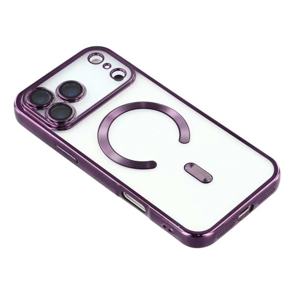 Imagem 3 de 5 do produto Capa Magnética Compatível com Magsafe para o iPhone 17 Pro - Proteção Completa nas Lentes das Câmeras e Carregamento por Aproximação Cor: Vinho