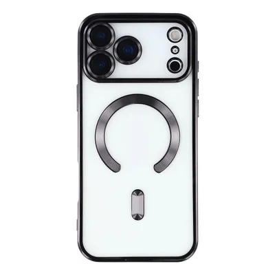 Capa Magnética Compatível com Magsafe para o iPhone 17 Pro - Proteção Completa nas Lentes das Câmeras e Carregamento por Aproximação Cor: Preto