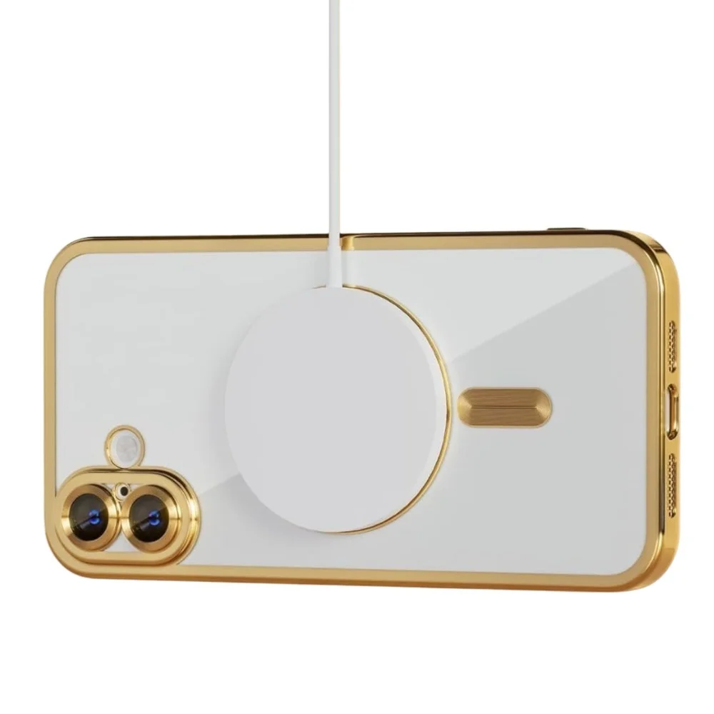 Imagem 5 de 5 do produto Capa Magnética Compatível com Magsafe para o iPhone 17 - Proteção Completa nas Lentes das Câmeras e Carregamento por Aproximação Cor: Dourado