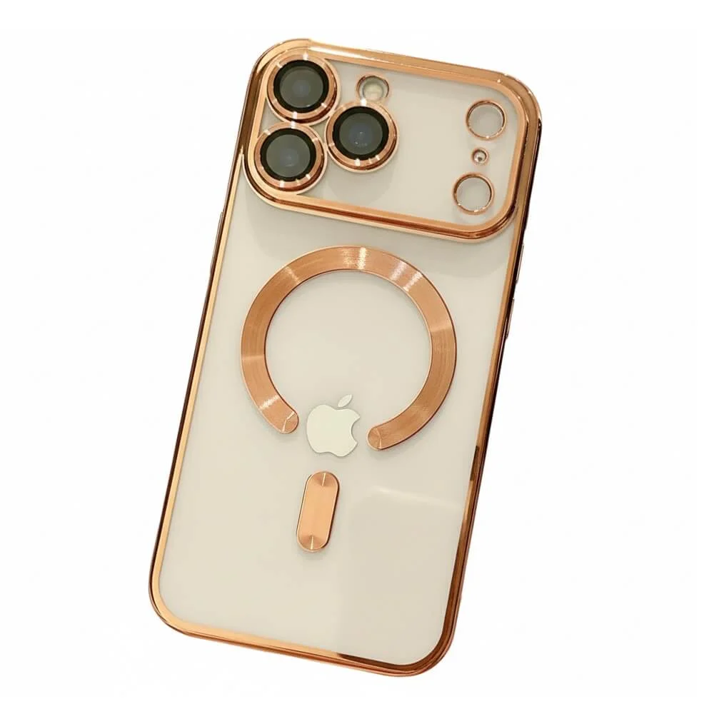 Imagem 4 de 5 do produto Capa Magnética Compatível com Magsafe para o iPhone 17 Pro - Proteção Completa nas Lentes das Câmeras e Carregamento por Aproximação Cor: Dourado