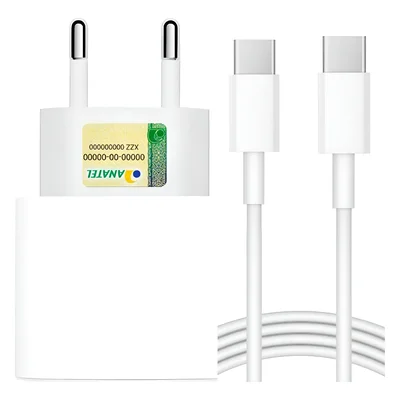 Carregador Turbo 30w Para Iphone 15 16 Plus Pro Max Tipo C Branco
