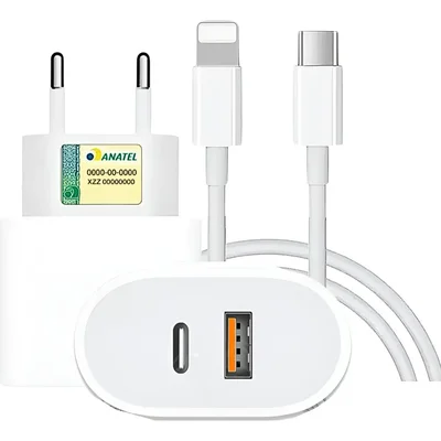 Carregador Turbo 40w Compativel Com Iphone 8 X Xr 11 12 13 14 Pro Max Usb Tipo C Duplo