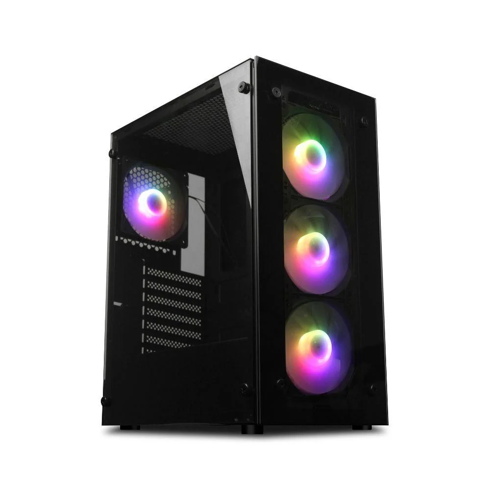 Gabinete Gamer Primetek R20 Atx Vidro Temperado 4 Fans RGB