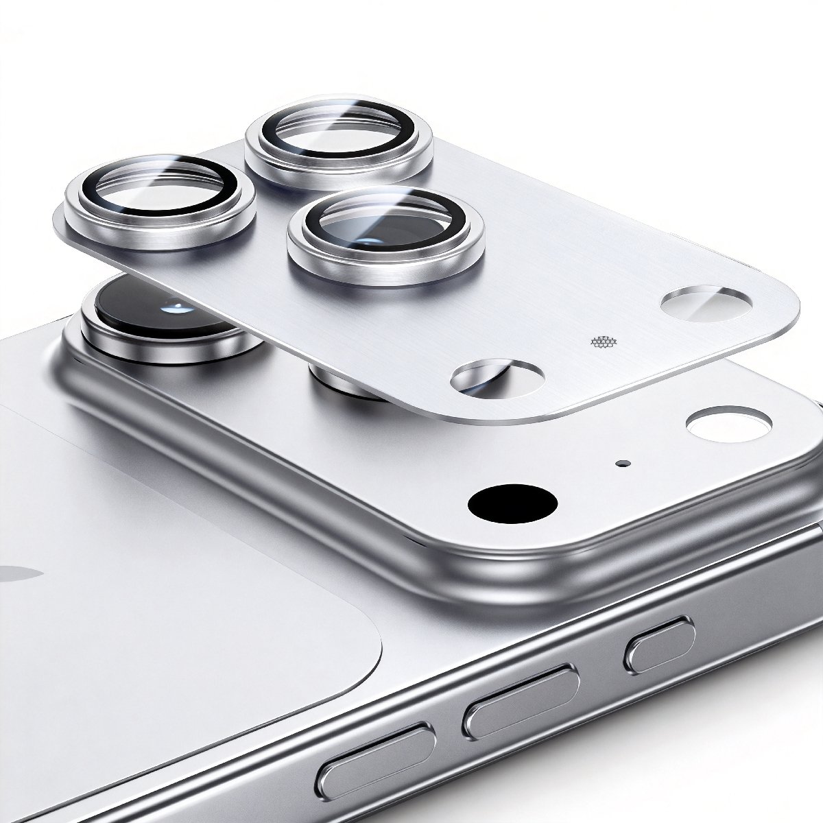 Película De Câmera Traseira Alumínio Lente Vidro Temperado Compatível Com Iphone 17 Pro Max Cor:prata;tamanho:iphone 17