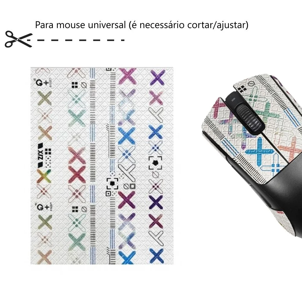Adesivo Grip Universal P/ Mouse Gamer Branca C/ X Colorida Adesivo Grip Universal P/ Mouse Gamer Branca C/ X Colorida
