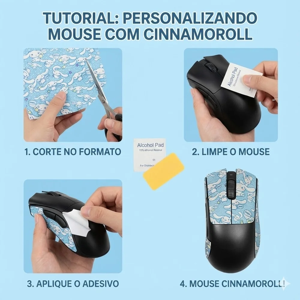 Imagem 3 de 4 do produto Adesivo Grip Universal P/ Mouse Gamer Cinnamoroll Azul