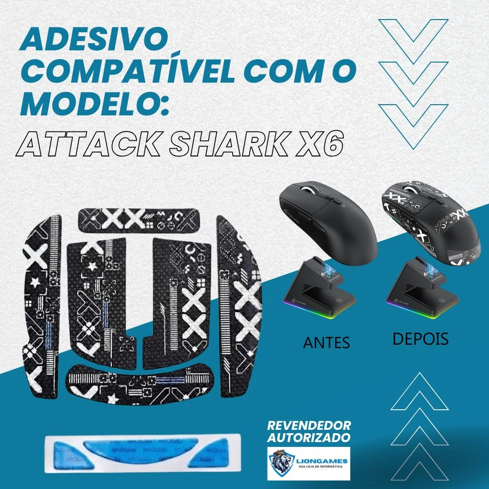 Imagem 3 de 4 do produto Adesivo Antiderrapante P/ Mouse Attack Shark X6 Preto