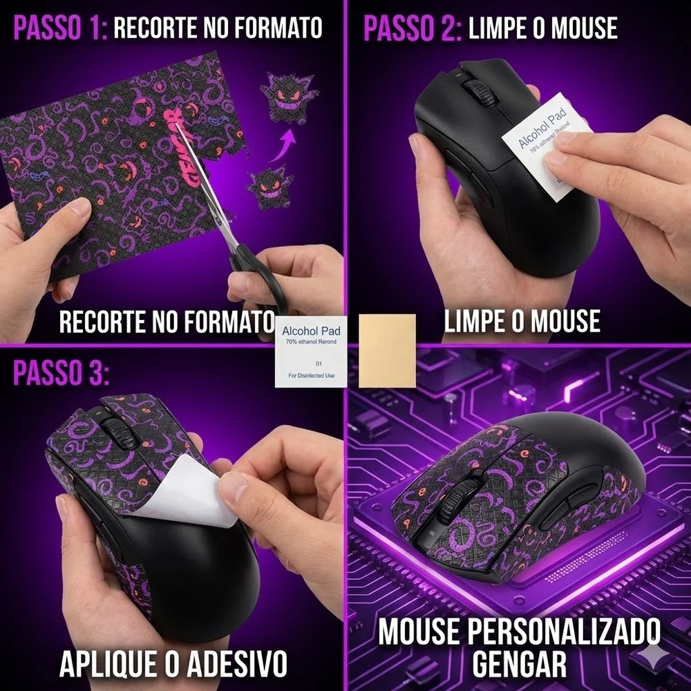 Imagem 2 de 4 do produto Adesivo Anti-slip Grip Universal Para Mouse Gamer Gengarroxo