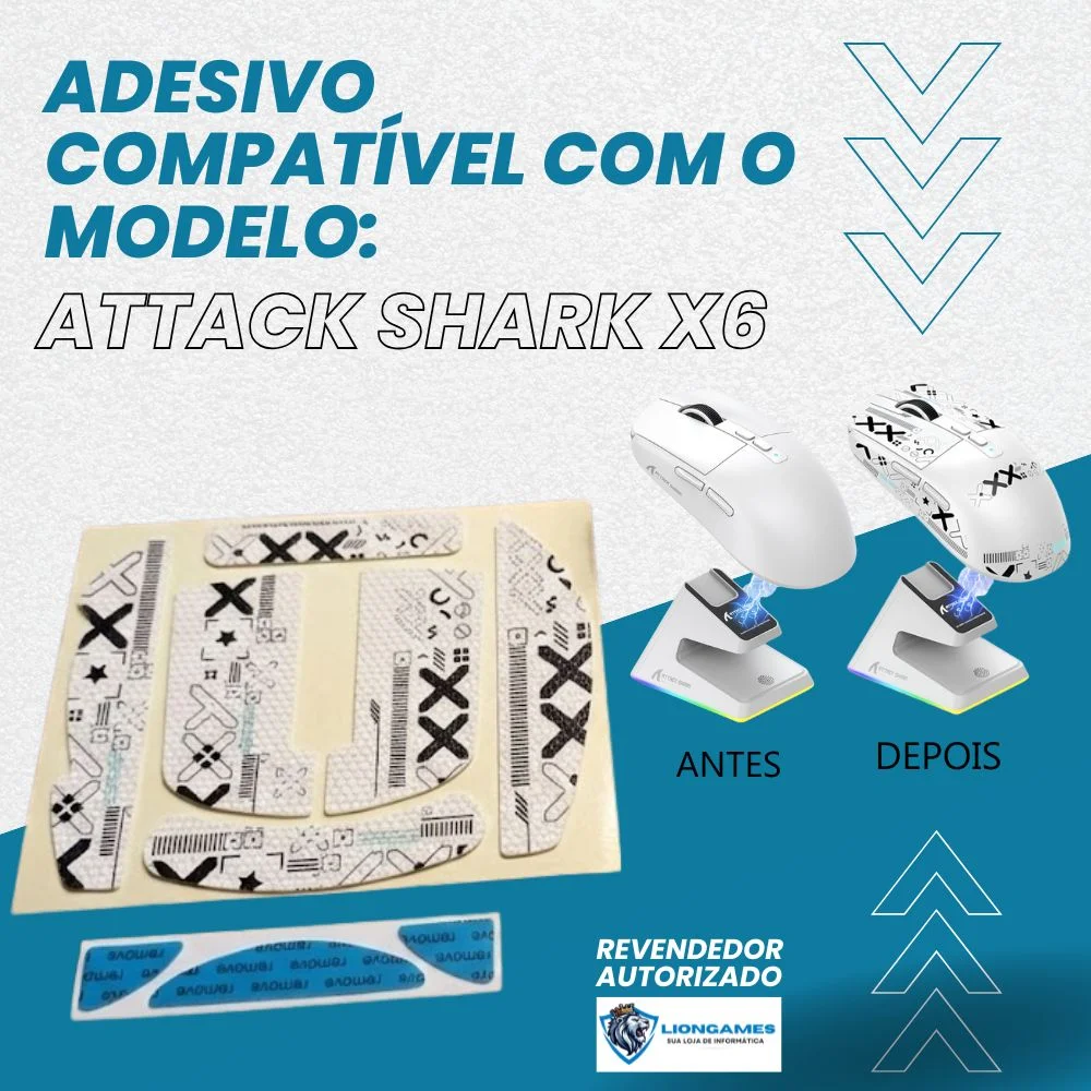 Imagem 3 de 4 do produto Adesivo Antiderrapante P/ Mouse Attack Shark X6 Branco