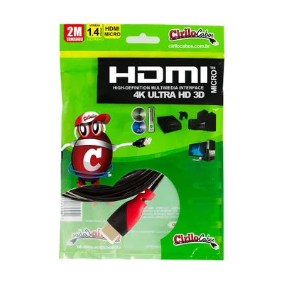 Cabo Micro HDMI Para HDMI 1.4 Ultra Hd 3d, 2 Metros - Cirilo Cabos