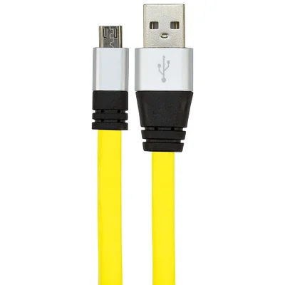 Cabo Micro Usb Flat Celular De Silicone Carregador E Dados Amarelo Amarelo