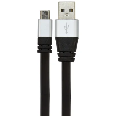 Cabo Micro Usb Flat Celular De Silicone Carregador E Dados Preto Preto