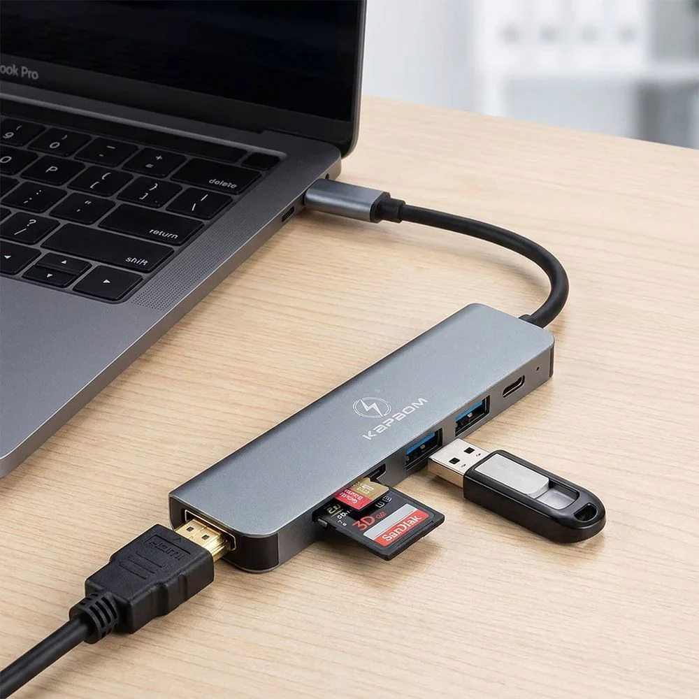 Imagem 4 de 5 do produto Hub Usb 6 Em 1 - HDMI, Usb-c, Usb 3.0, Cartão Sd, Micro Sd
