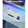 Teclado Mecânico Gamer Aula F75 Azul Glacial 75% Sem Fio Bt5.0/2.4ghz/usb-c Hot-swappable RGB, Reaper Switch