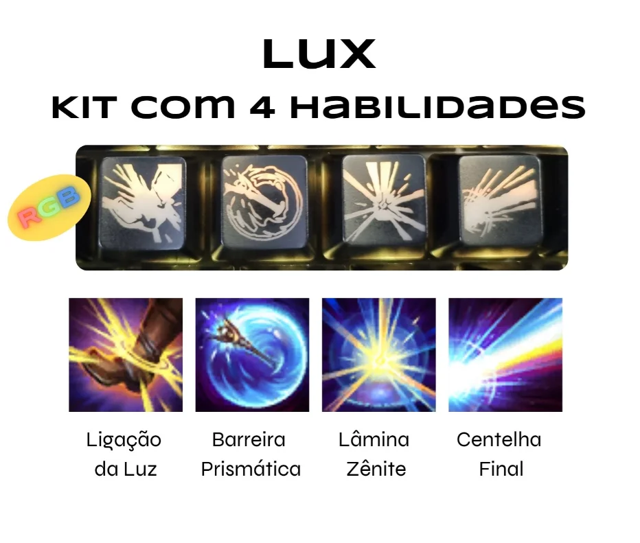 Imagem 4 de 4 do produto 4 Keycaps Personalizadas, Lux,  League Of Legends