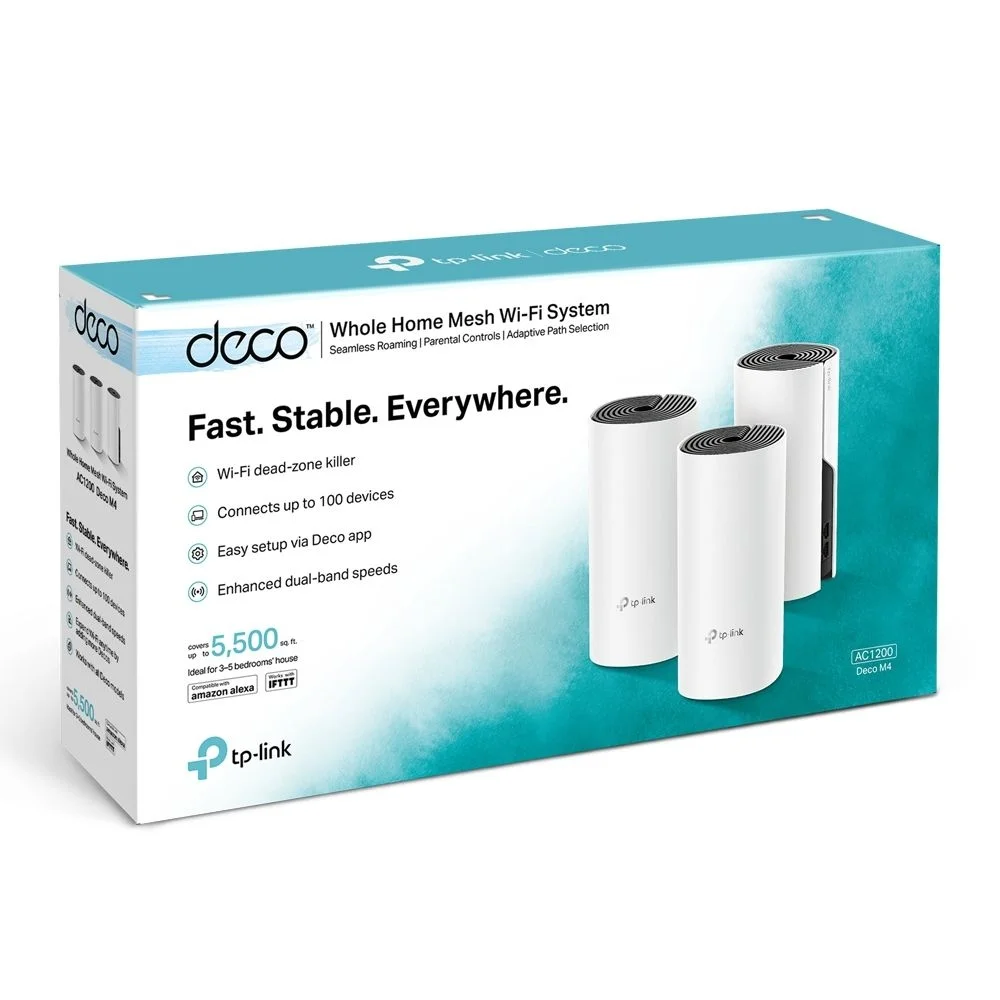 Imagem 2 de 5 do produto Kit C/3 Roteador Tp-link Deco M4 Archer Ac1200 Gigabit Dual Band 2.4/5 Ghz - Deco M4 C/3 Ppb