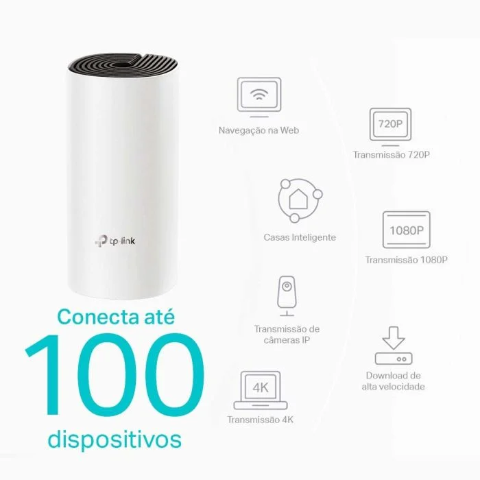 Imagem 4 de 5 do produto Kit C/3 Roteador Tp-link Deco M4 Archer Ac1200 Gigabit Dual Band 2.4/5 Ghz - Deco M4 C/3 Ppb
