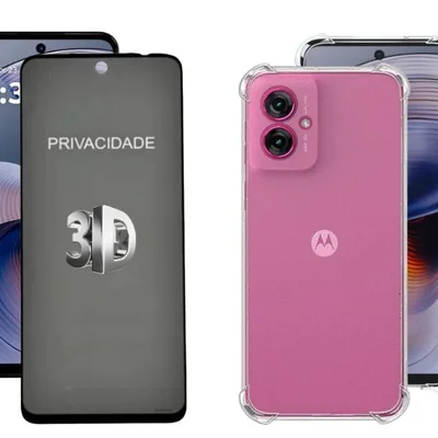 Capa Anti Choque + Película 3d De Vidro Privacidade Para Moto G55