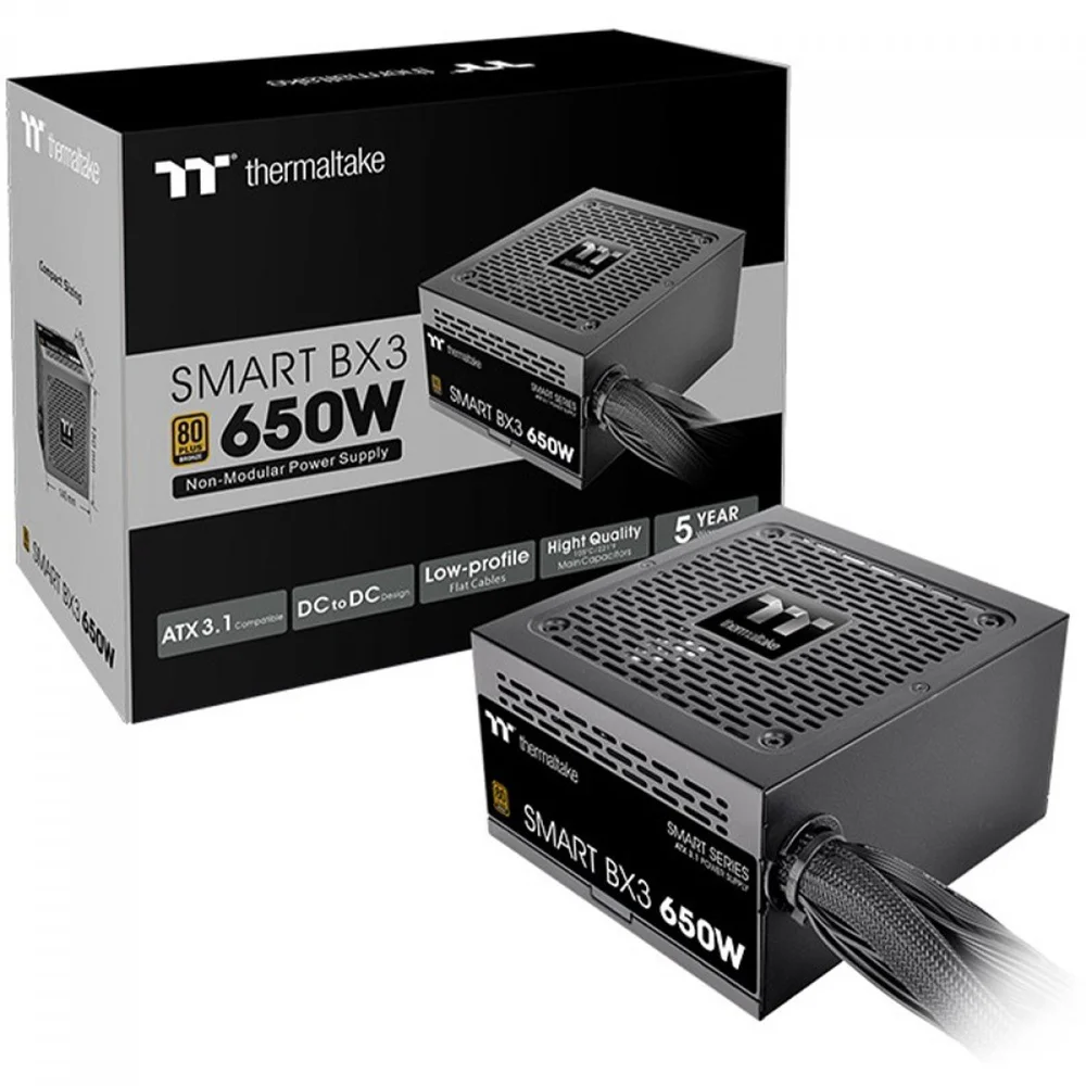 Fonte Thermaltake Toughpower Smart Bx3, 650w, 80 Plus Bronze, Pfc Ativo, Preto, Ps-spd-0650nnfabb-3
