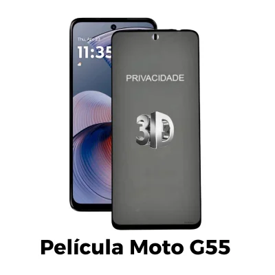 Película Anti Espião 3d Privacidade De Vidro Para Motorola Moto G55