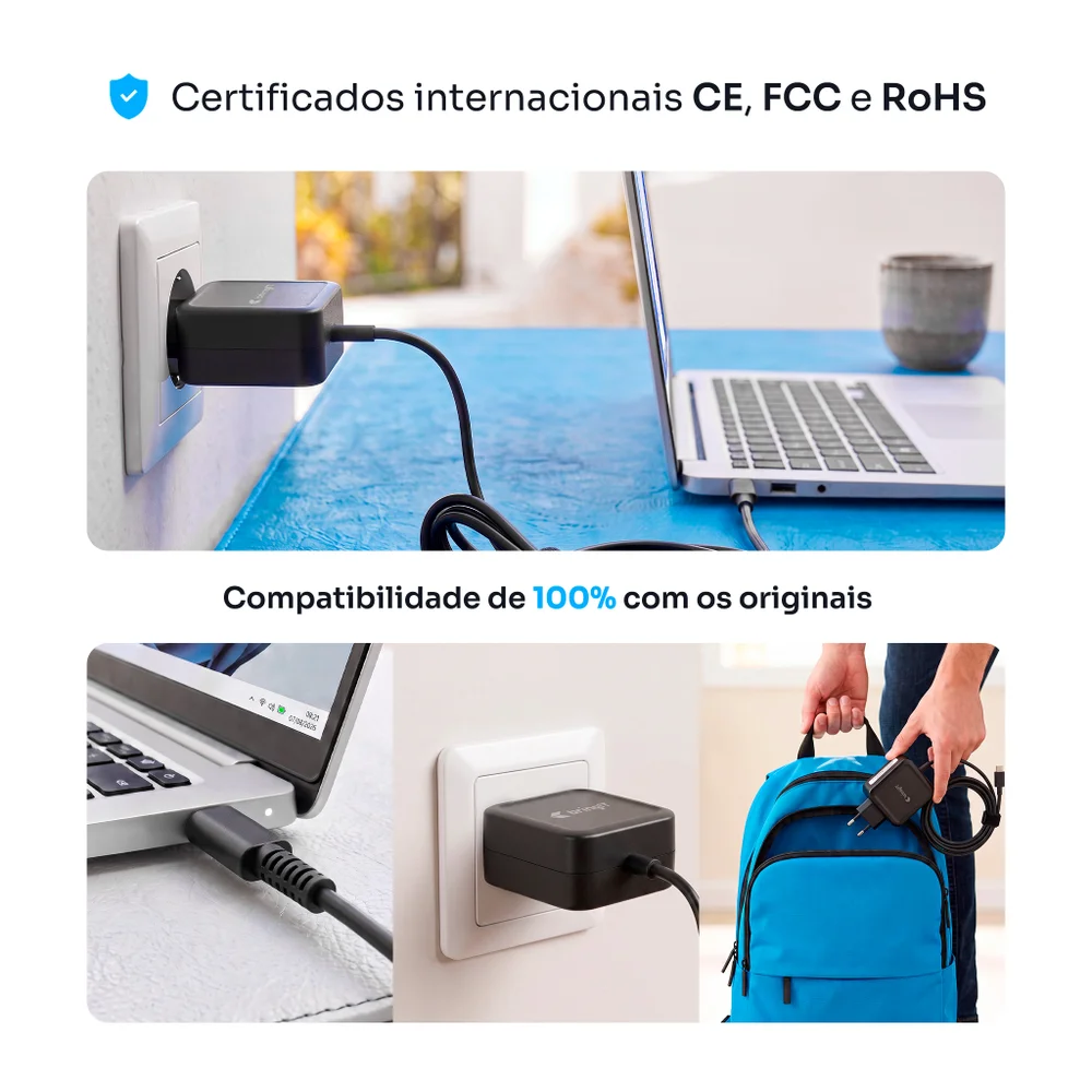 Fonte Tecnologia Gan Para Notebook Samsung Chromebook Xe310xba-kt3bro 45w Usb-c