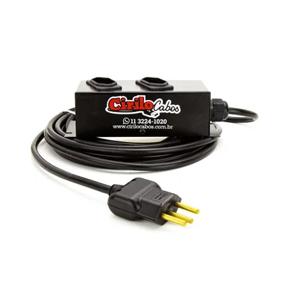 Extensão Com 2 Tomadas Cabo Pp 3x2,50 Mm² 10a 2 Metros 10 A 2 Mt