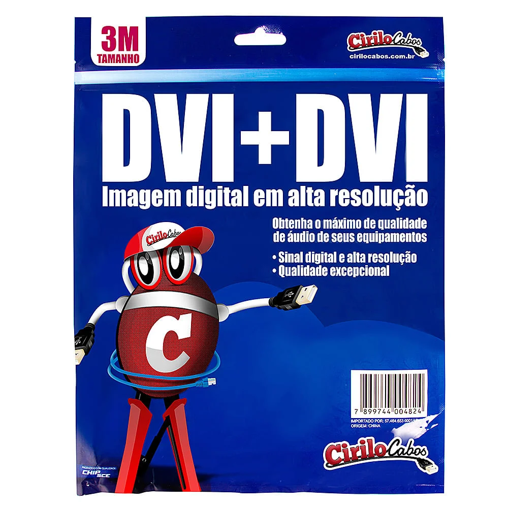 Imagem 3 de 3 do produto Cabo Dvi Para Dvi, 3 Metros - Cirilo Cabos