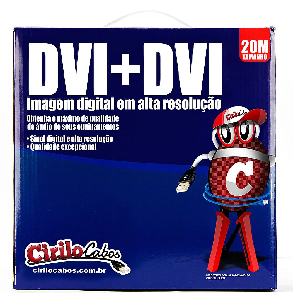 Imagem 3 de 3 do produto Cabo Dvi Para Dvi, 20 Metros - Cirilo Cabos