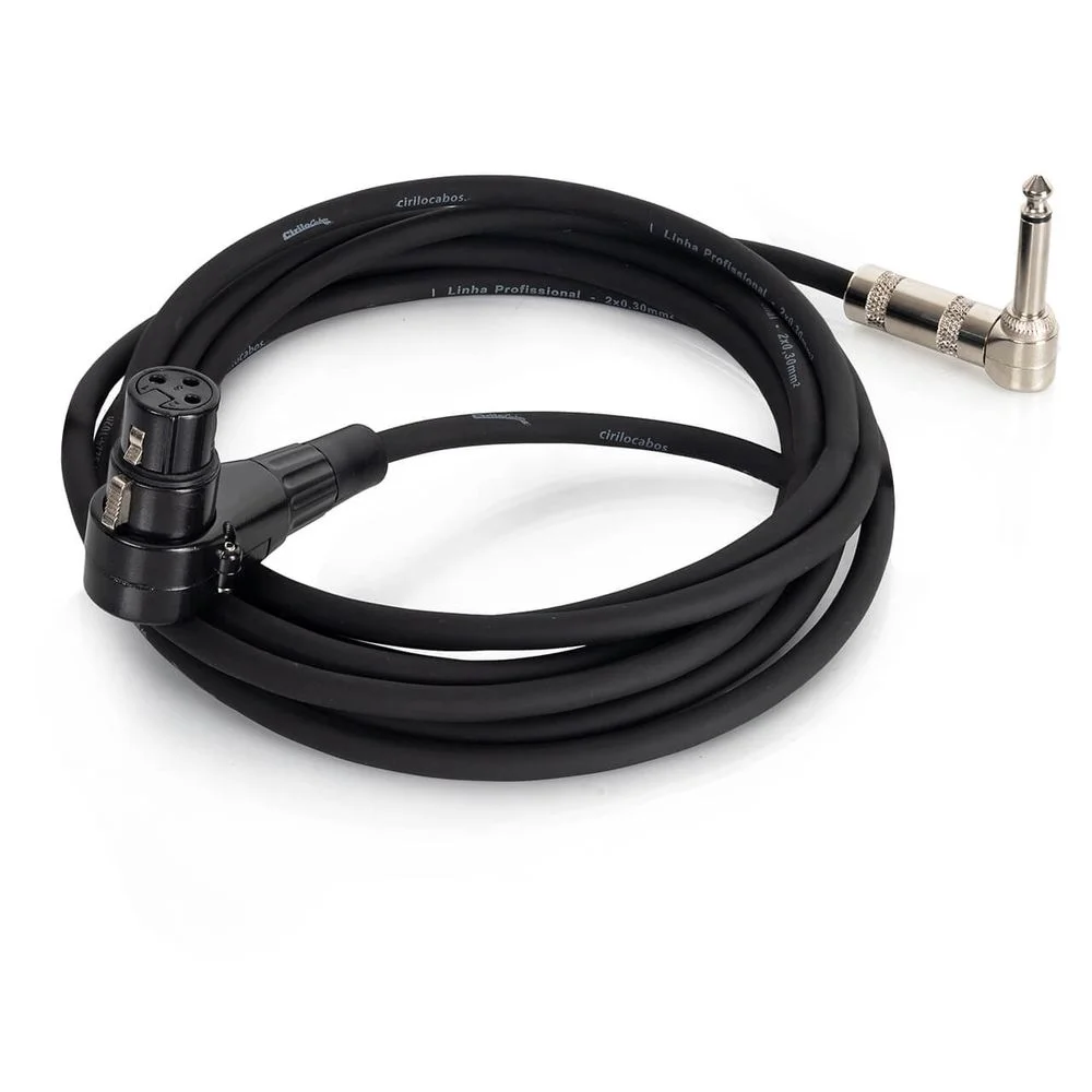 Imagem 2 de 4 do produto Cabo Adaptador Xlr Fêmea 90º Para P10 Macho 90ºmono 8 Metros Mono 8 Mt