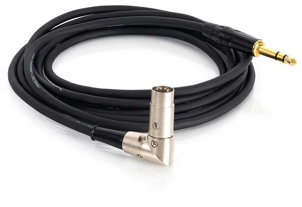 Imagem 2 de 2 do produto Cabo Midi 90 Graus Para P10 Profissional Pontas Metálicas Estéreo 8 Metros Estereo 8 Mt