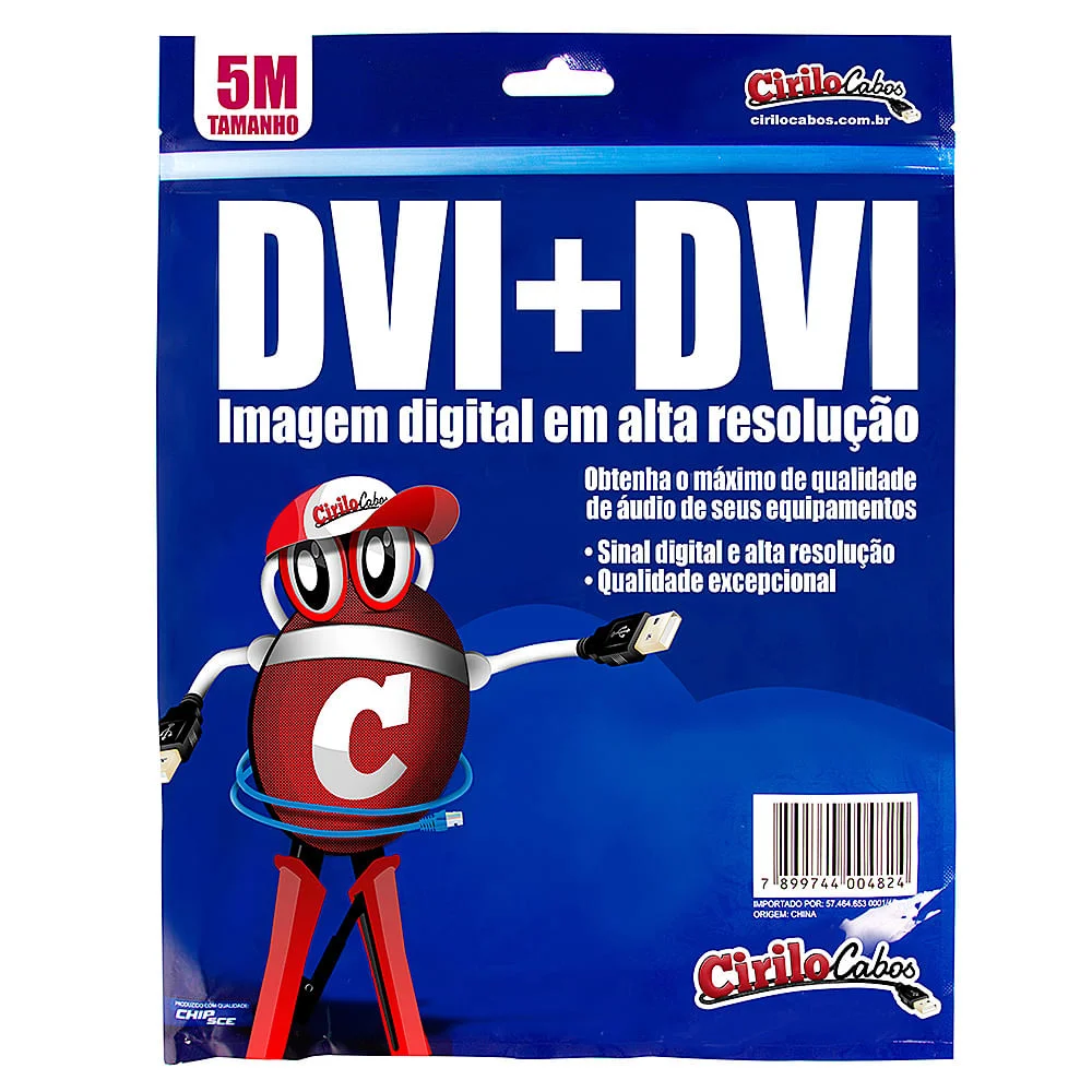 Imagem 3 de 3 do produto Cabo Dvi Para Dvi, 5 Metros - Cirilo Cabos