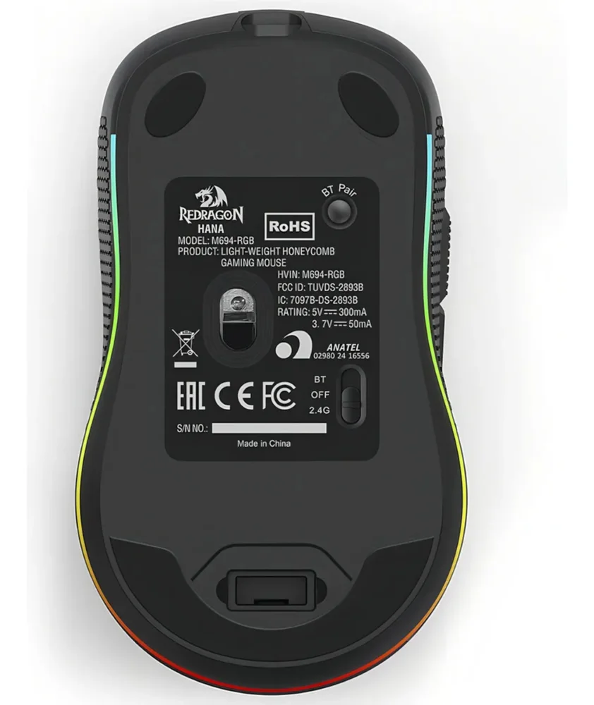 Mouse Gamer Redragon Hana Sem Fio RGB Preto Sensor 7200 Dpi Mouse Gamer Redragon Hana Sem Fio RGB Preto Sensor 7200 Dpi