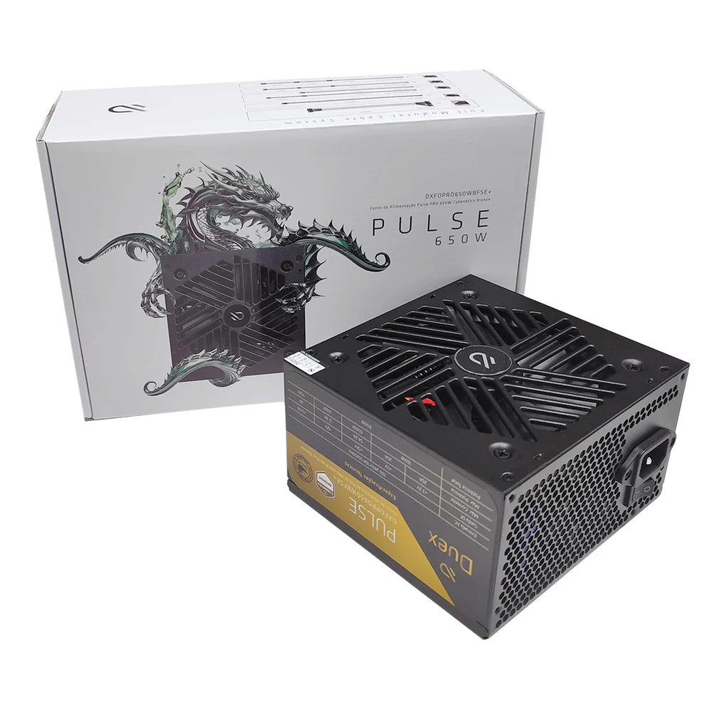 Fonte Atx 2.52 650w 80 Plus Bronze Pulse Pro Duex Dxfopro650wbfse+ Full Modular Preto