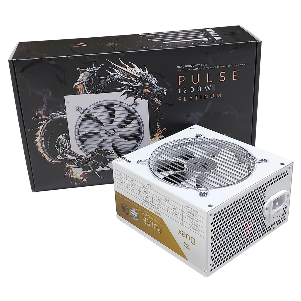 Fonte Atx 3.1 1200w Cybenetics Platinum Duex Pulse Pro Dxfopro1200wg3w Full Modular Branca