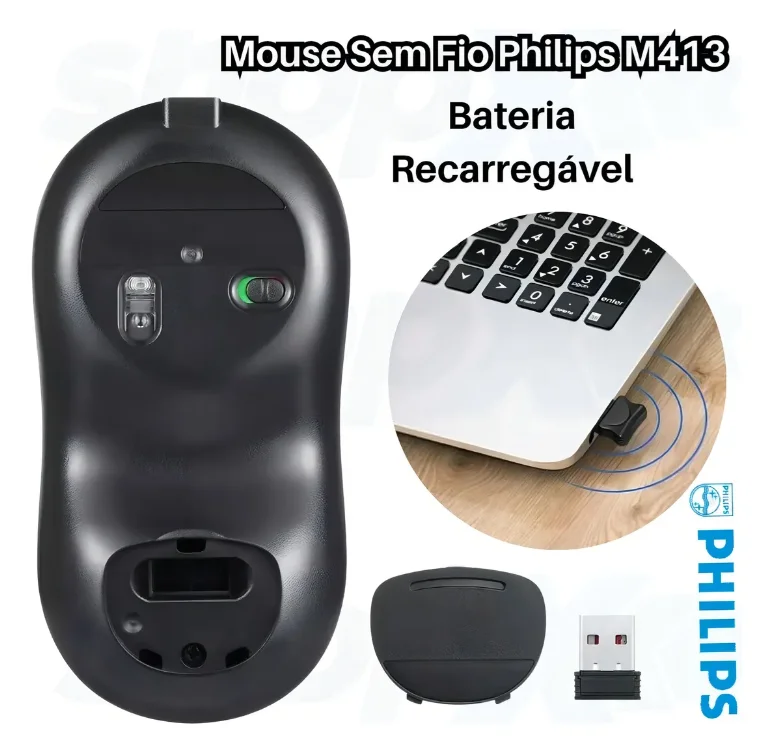 Imagem 5 de 5 do produto Mouse Sem Fio Recarregável Philips 400 Series Spk7413 Silver