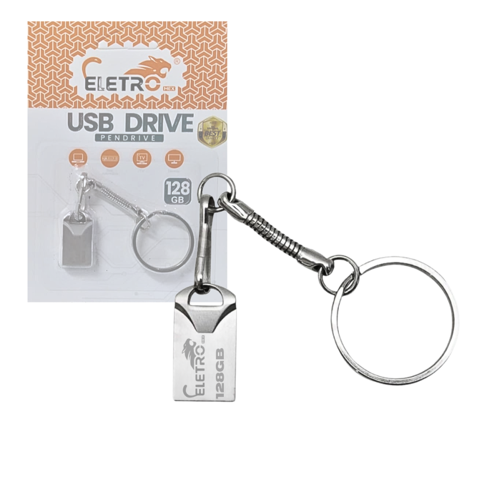 Pendrive Chaveiro 128GB Unidade Flash Usb De Alta Velocidade Eletromex El-au-128