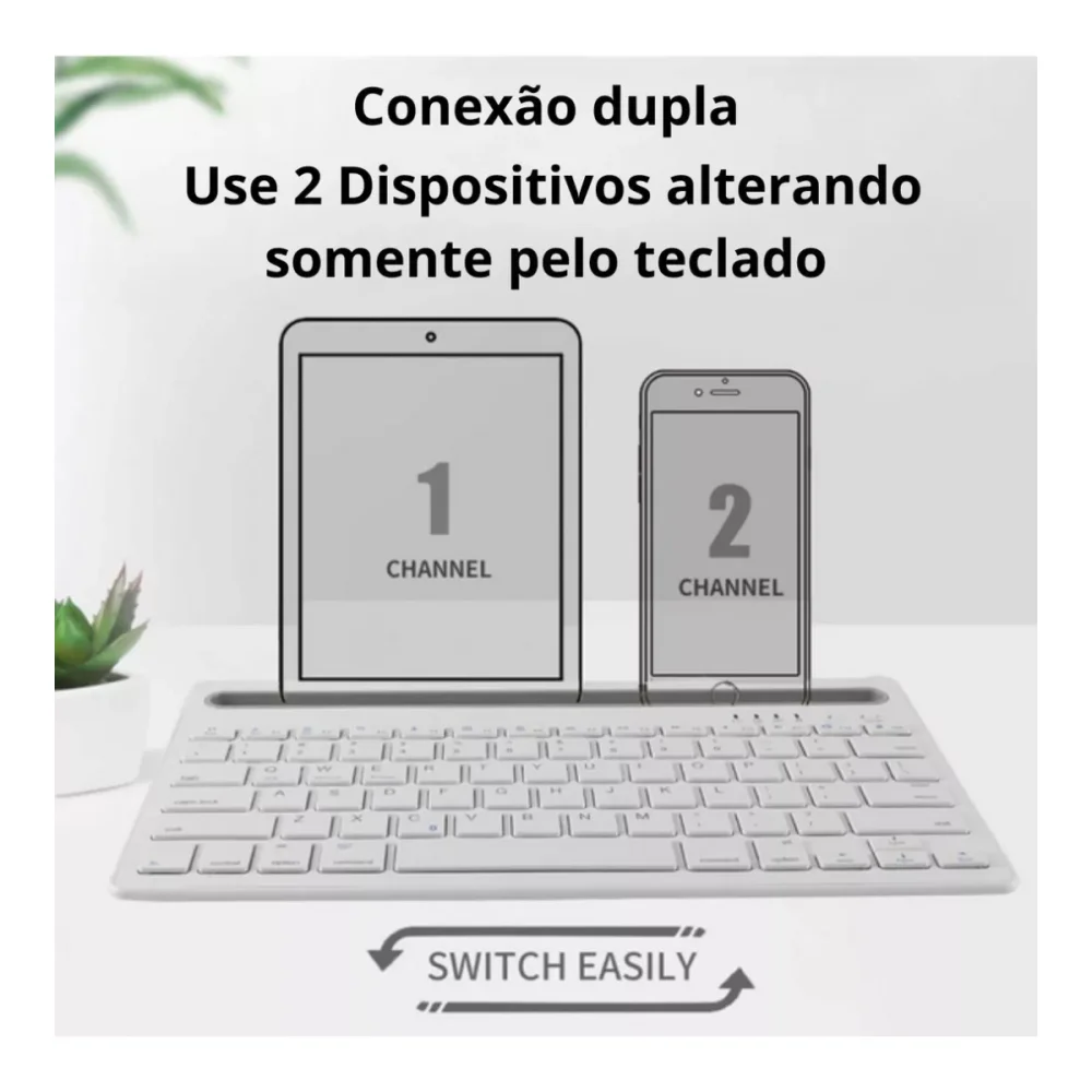Imagem 4 de 4 do produto Teclado Bt Inteligente Portátil Bluetooth Com Suporte