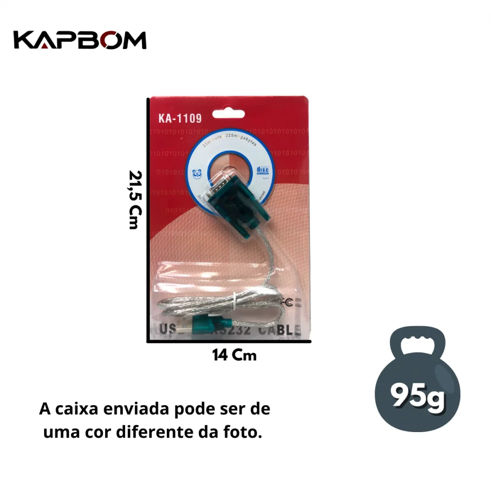 Imagem 2 de 5 do produto Cabo Adaptador Usb 2.0 Serial Rs232 Conversor Db9 9 Pinos Kapbom Ka-1109