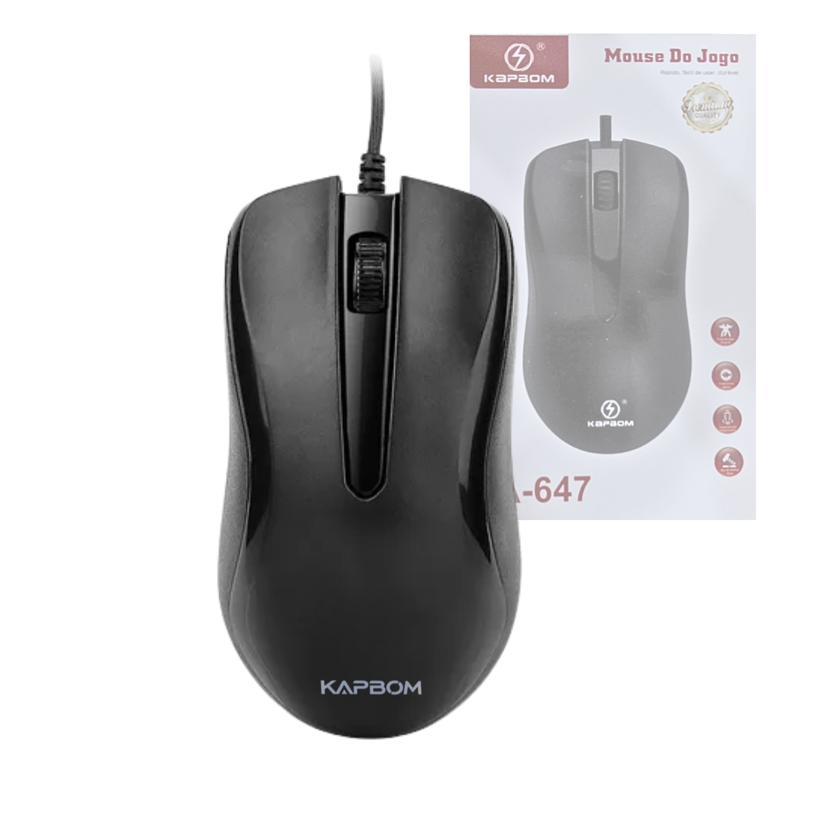 Mouse Óptico Com Fio Usb 3 Botões PC Notebook Kapbom Ka-647