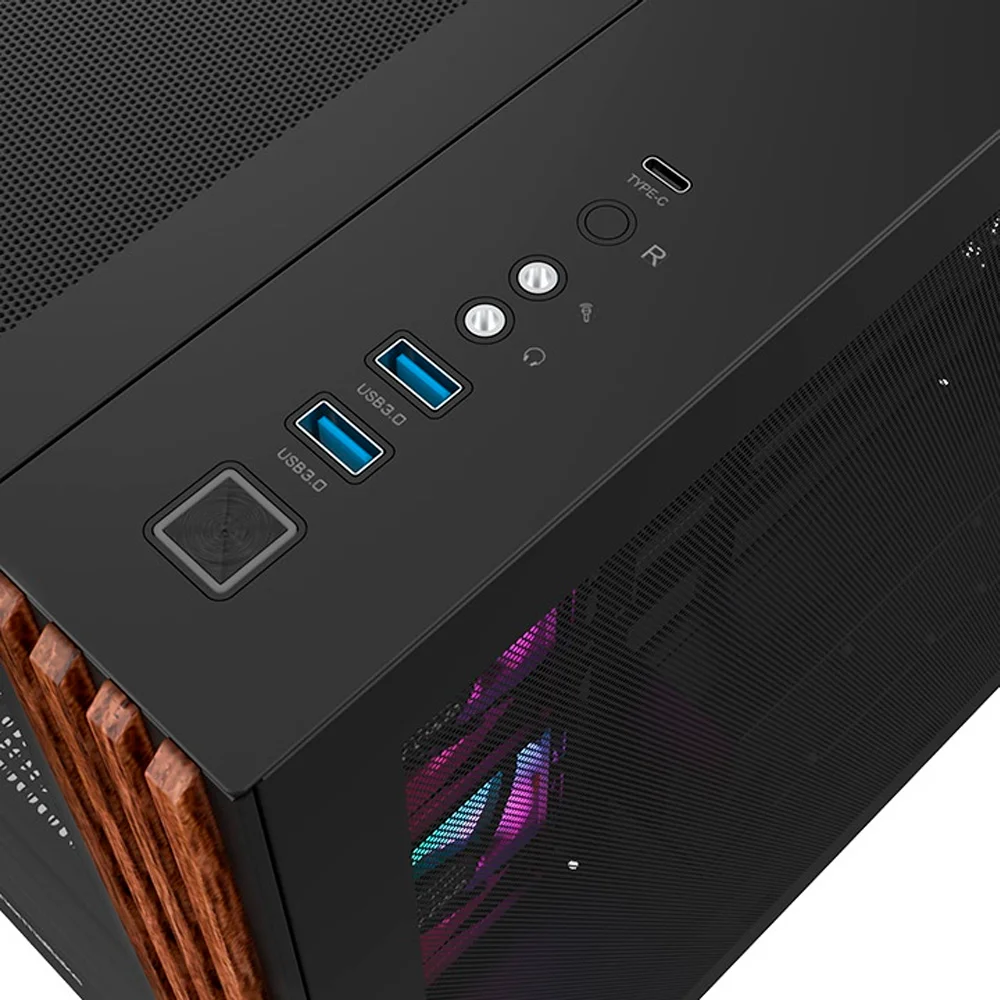 Imagem 3 de 5 do produto Gabinete Gamer Thermaltake View 380 Wood Style Mid Tower Atx Com 4 Fans ARGB Preto