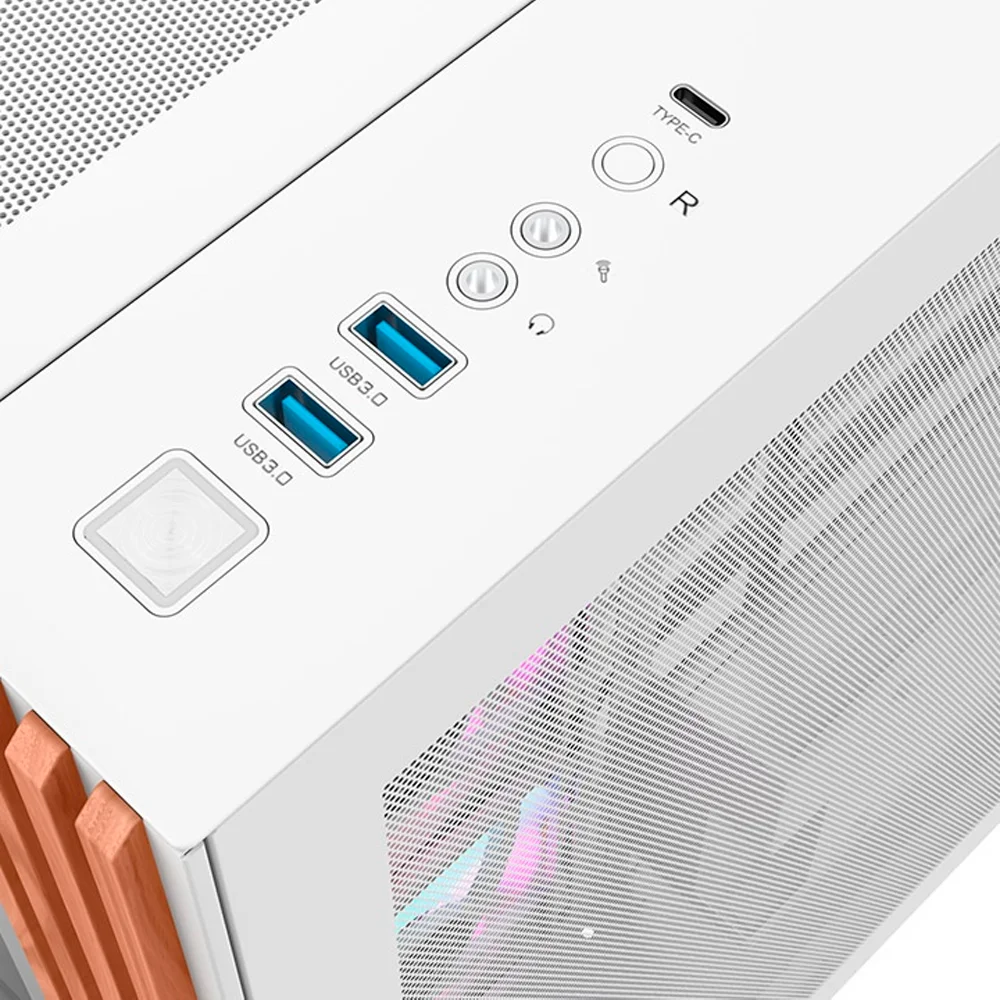 Imagem 3 de 5 do produto Gabinete Gamer Thermaltake View 380 Wood Style Mid Tower Atx Com 4 Fans ARGB Branco