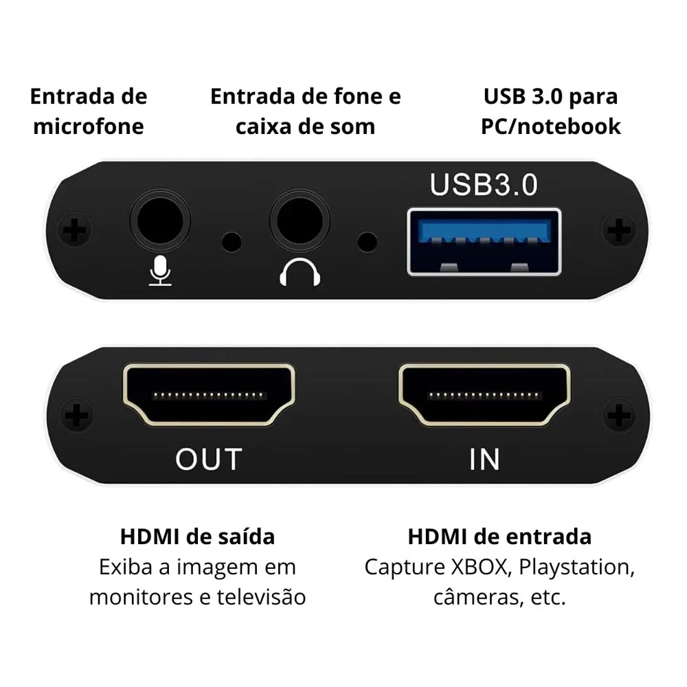Imagem 2 de 5 do produto Placa De Captura De Vídeo HDMI Usb 3.0 4k Full Hd Externa
