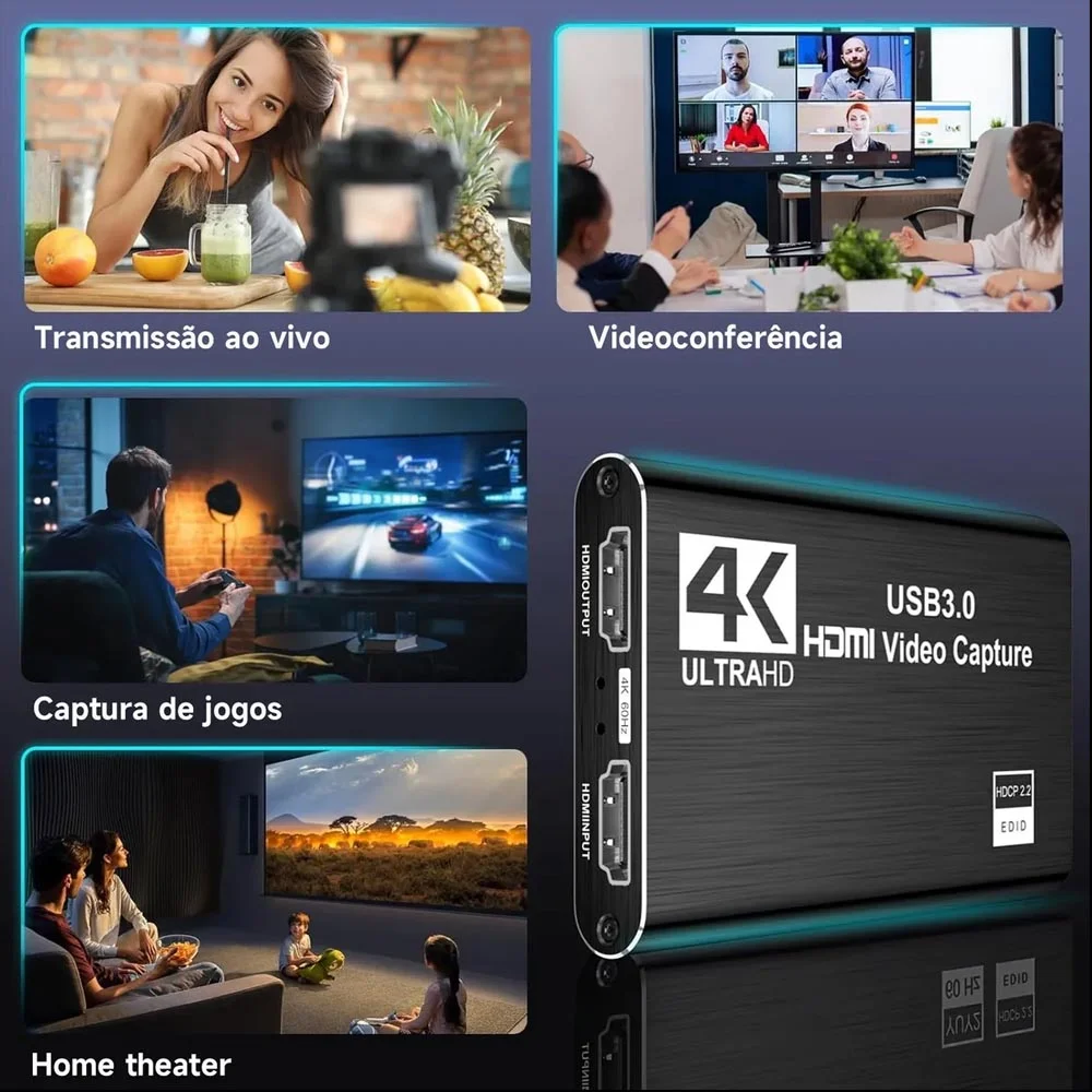 Imagem 4 de 5 do produto Placa De Captura De Vídeo HDMI Usb 3.0 4k Full Hd Externa