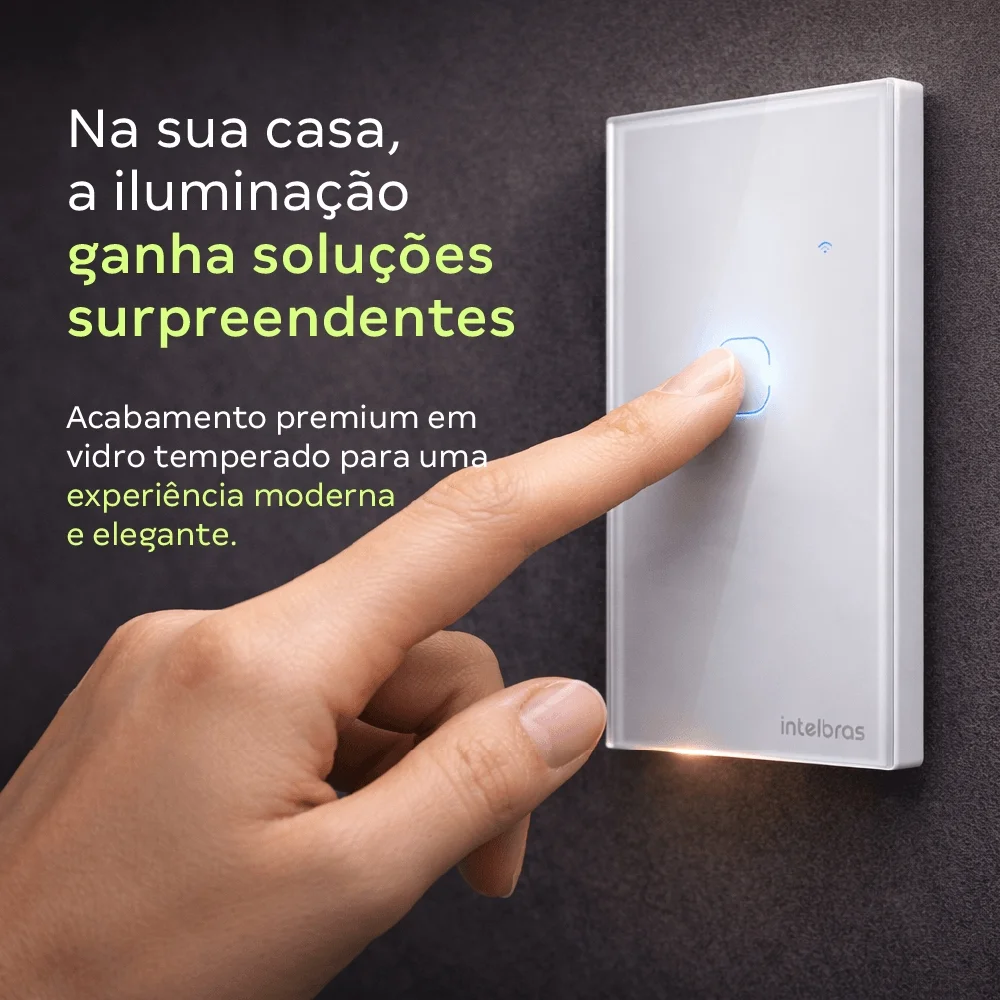 Imagem 2 de 5 do produto Interruptor Inteligente Wi-fi Touch 1 Tecla Branco Eiw 1001 Intelbras