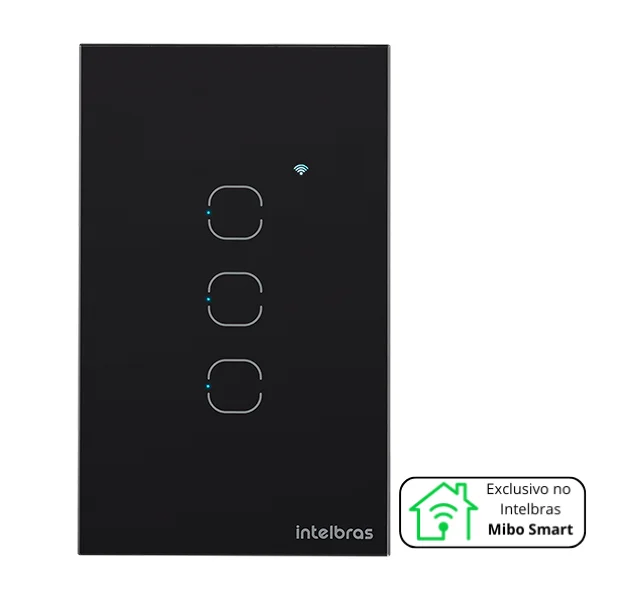 Imagem 2 de 5 do produto Interruptor Inteligente Wi-fi Touch 3 Teclas Preto Eiw 1003 Intelbras