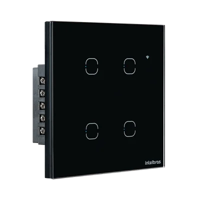 Interruptor Touch Inteligente 4 Teclas Eiw 1004 Intelbras Preto