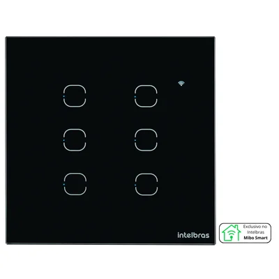 Interruptor Touch Wi-fi 6 Teclas Eiw 1006 Preto Intelbras