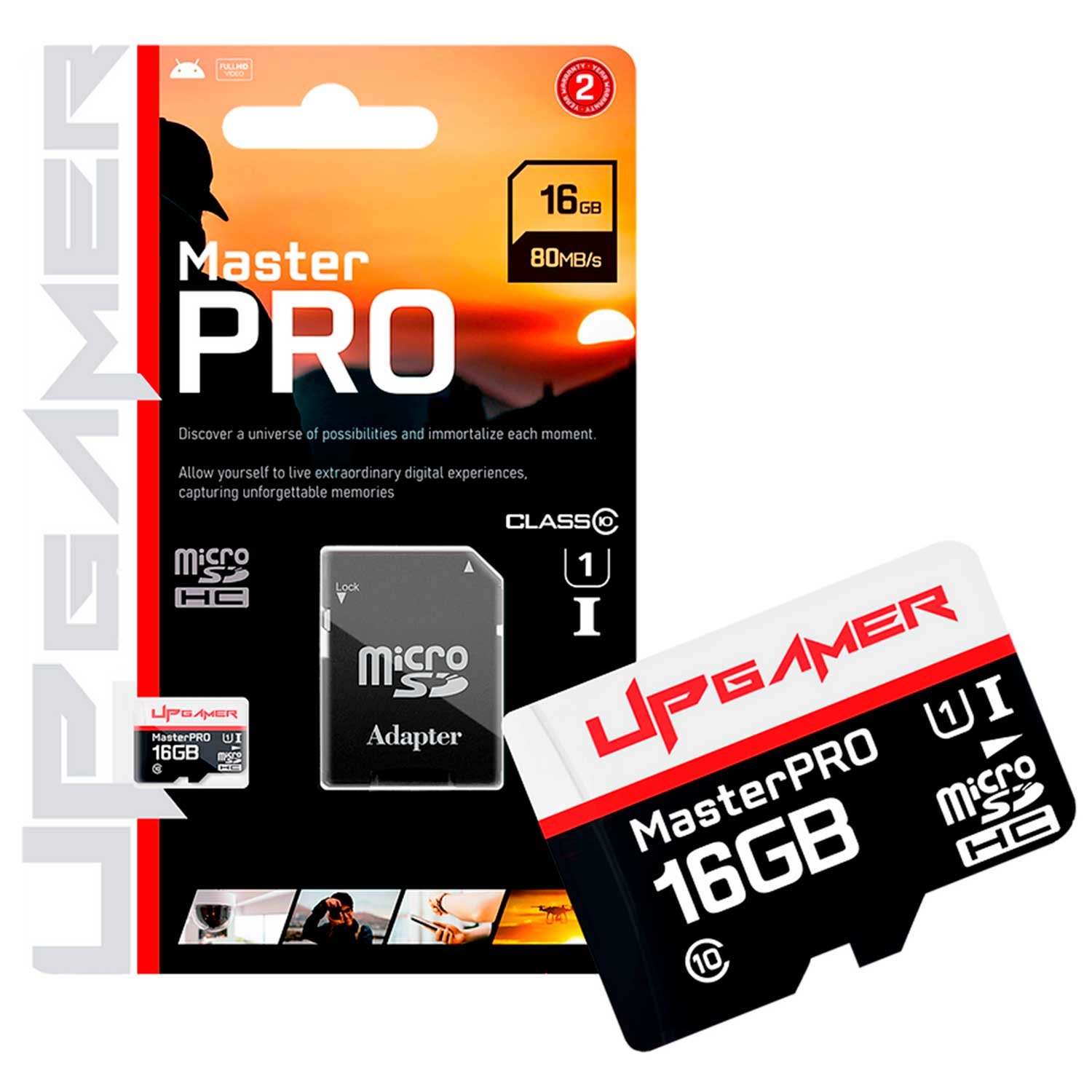 Cartão De Memória Up Gamer Master Pro 16gb, Microsdhc, Classe10, Uhs-i Speed Class, U1, V10, C/ Adaptador Sd - Cmt/16gbsdhc